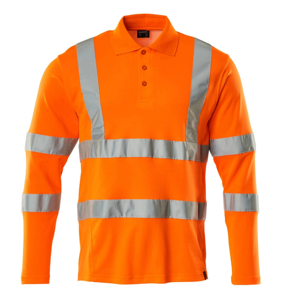 Polo-Shirt, lange Ärmel Polo-shirt Größe 3XL, hi-vis orange