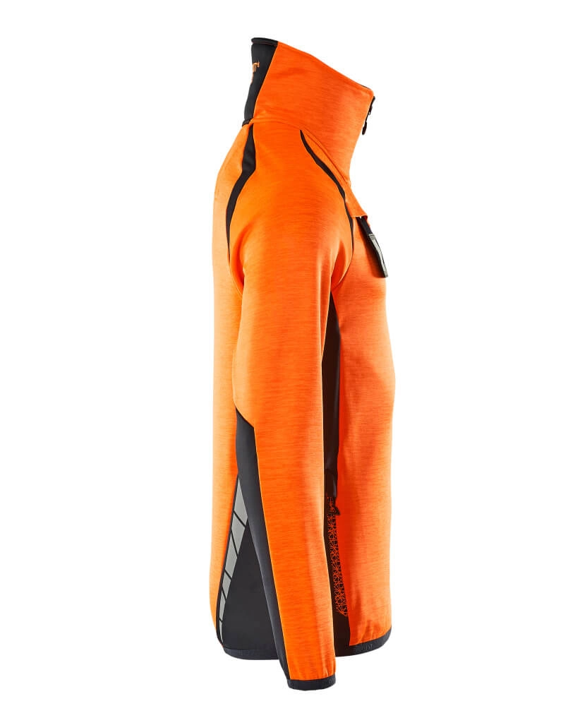 Fleecepullover mit kurzem Reißverschluss Microfleecejacke Größe 3XL, hi-vis orange/schwarzblau