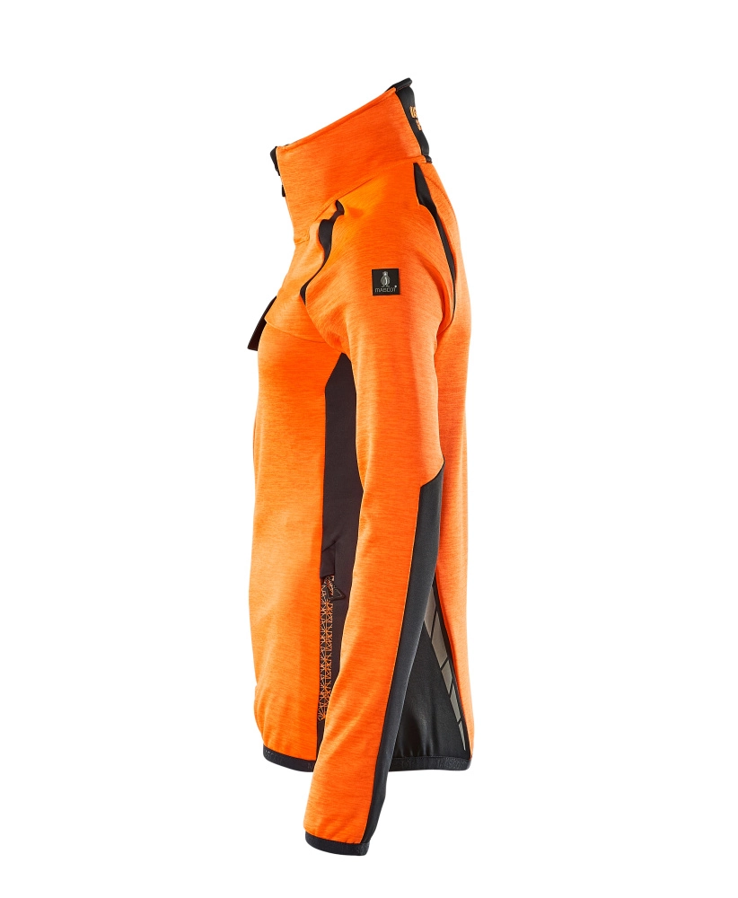 Fleecepullover mit Reißverschluss, Damen Microfleecejacke Größe 3XL, hi-vis orange/schwarzblau
