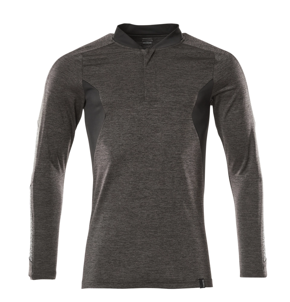 Polo-Shirt mit COOLMAX® PRO, Langarm Polo-shirt Größe XS ONE, dunkelanthrazit/schwarz