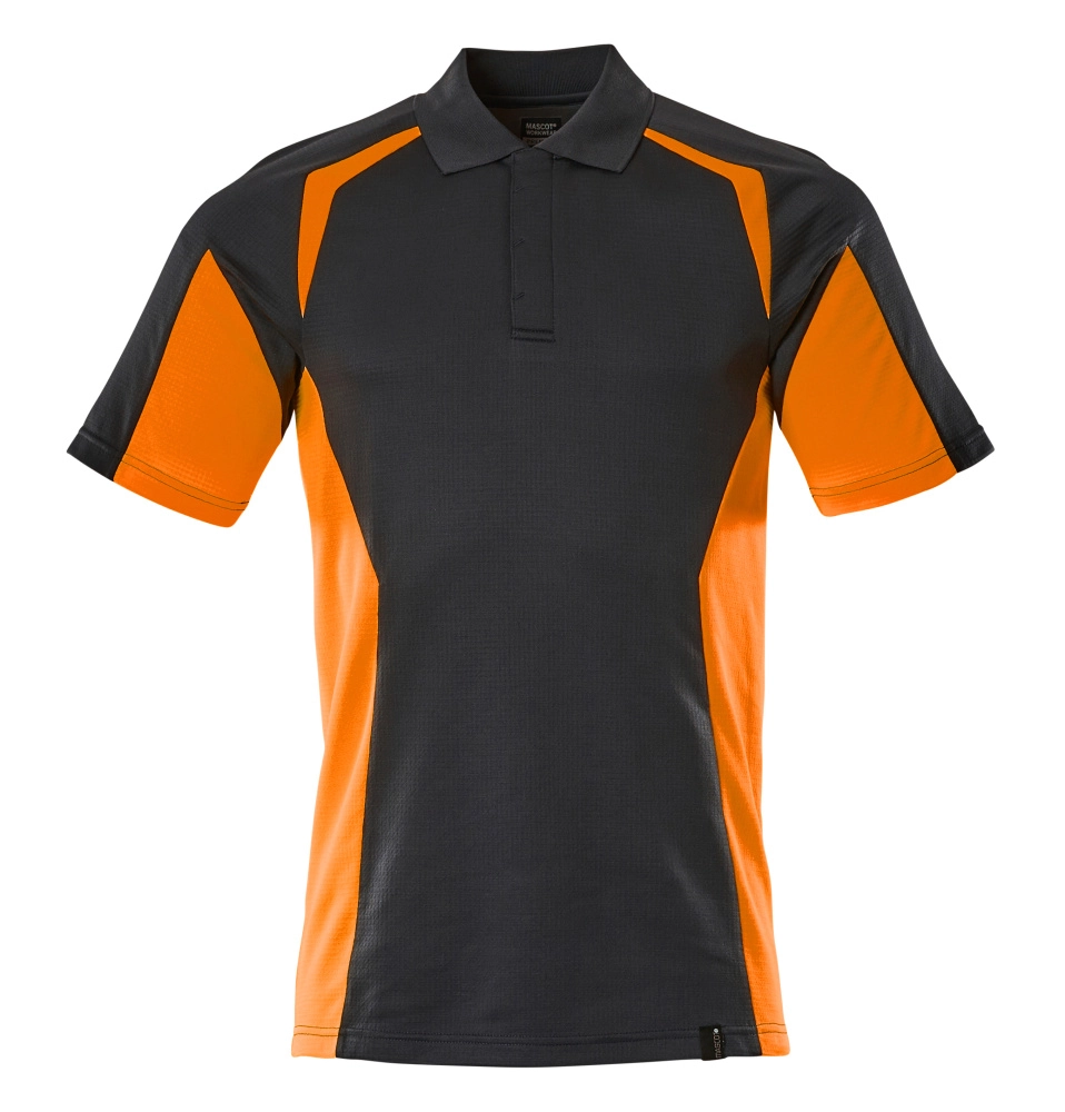 Polo-Shirt, moderne Passform Polo-shirt Größe 5XL, schwarzblau/hi-vis orange