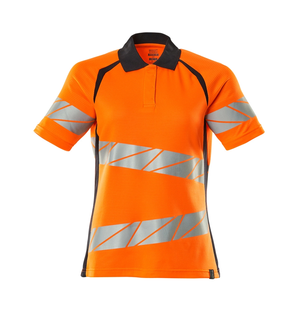 Polo-Shirt, Damenpassform Polo-shirt Größe 3XLONE, hi-vis orange/schwarzblau