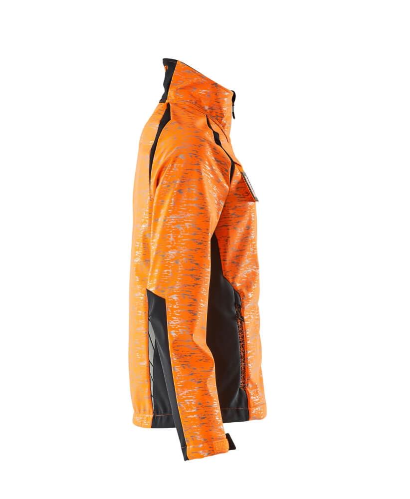 Soft Shell Jacke, Reflexeffekte, Damen Soft Shell Jacke Größe 3XL, hi-vis orange/schwarzblau